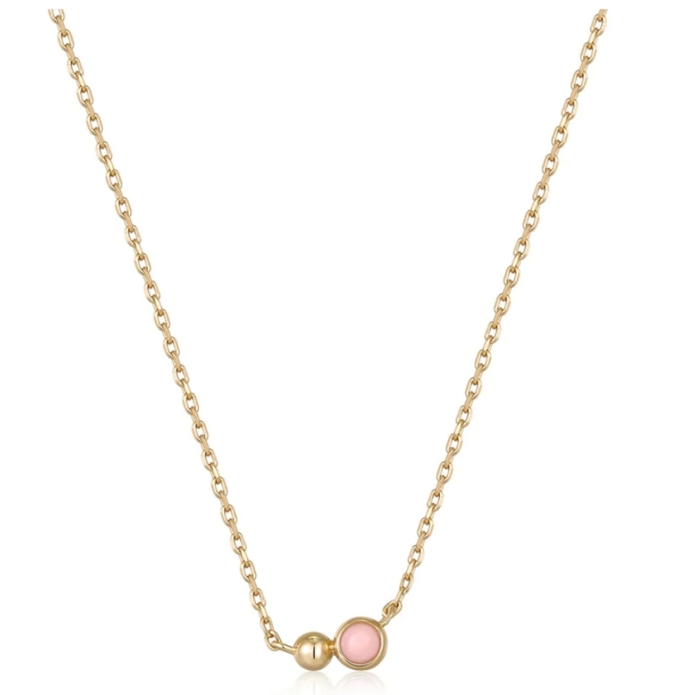Ania Haie Gold Orb Rose Quartz Pendant Necklace New